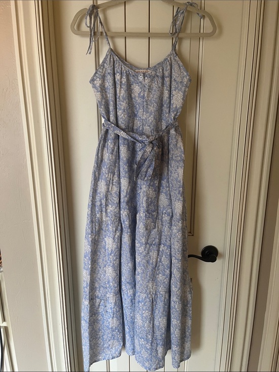 Marea By Liz Joy Dresses & Skirts - Marea by Liz Joy Blue Floral Tie-Shoulder Maxi Dress with Waist Tie